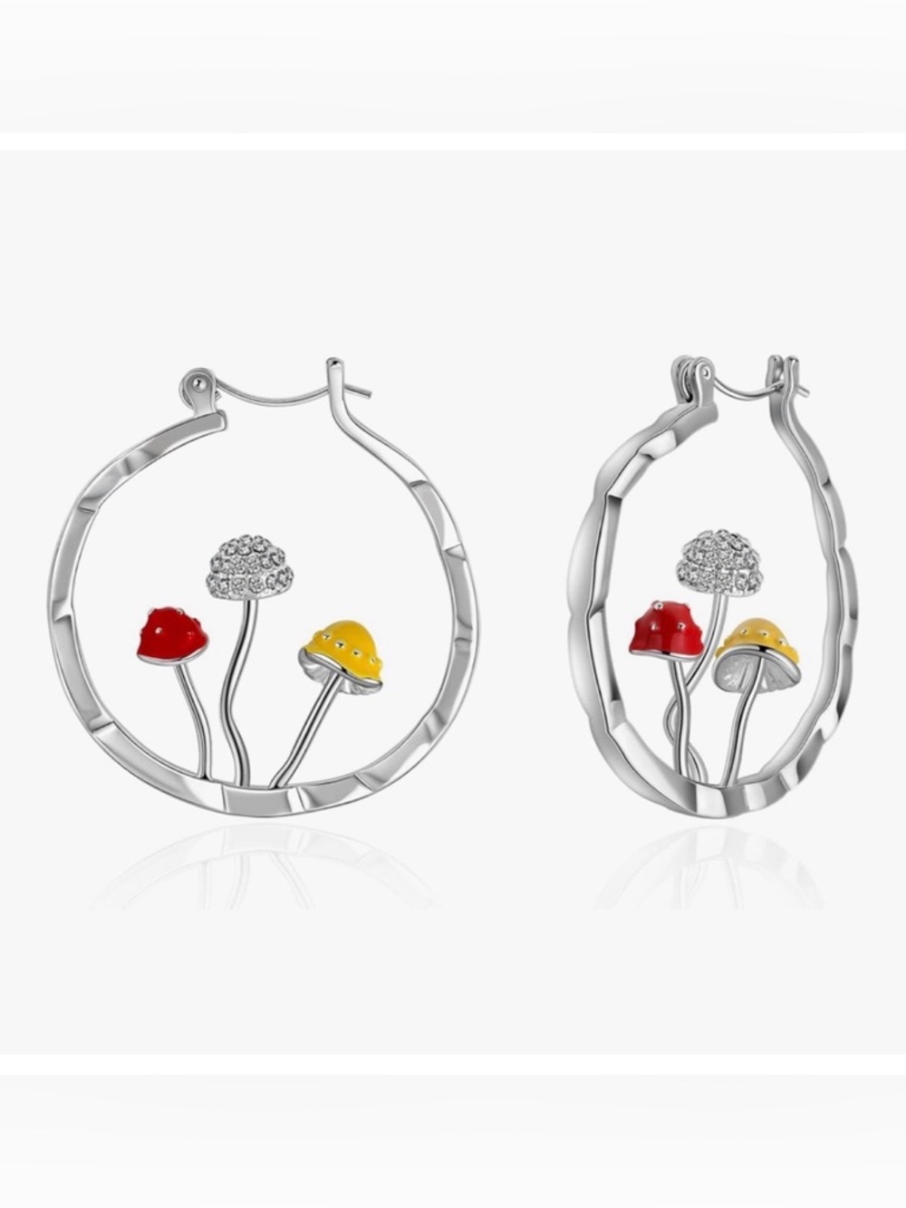 NEW 14K Gold Plated Circle Mushroom Hoop Earrings